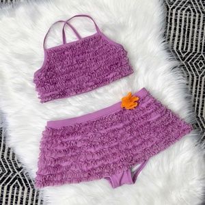 Hanna Andersson Purple Ruffle Skirted Bikini Set